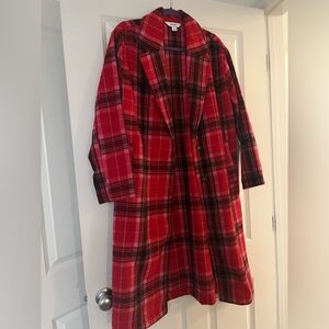 Old Navy plaid long coat! Worn once, perfect condition.